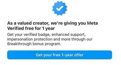 Meta Verified offer