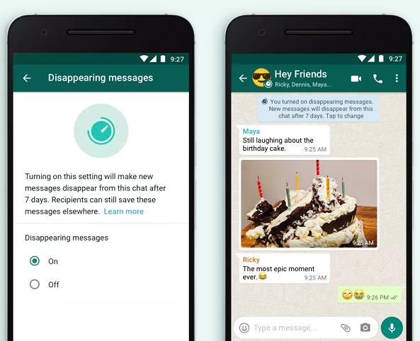 WhatsApp disappearing messages
