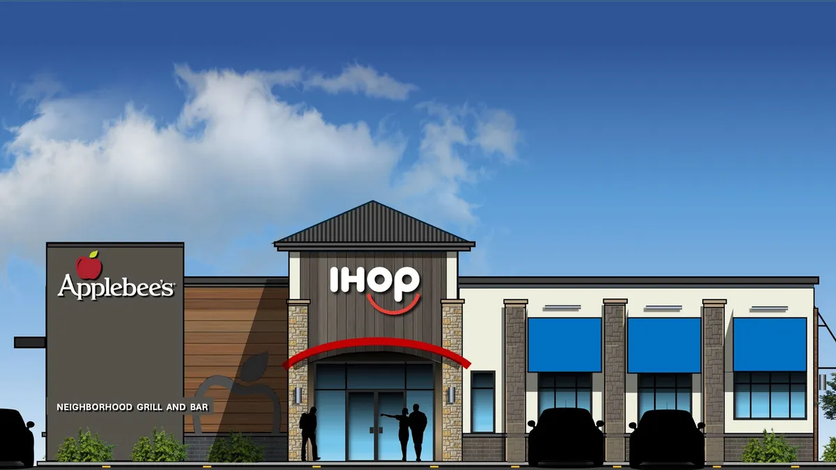 A rendering of a restaurant that is both an Applebee's and an IHOP