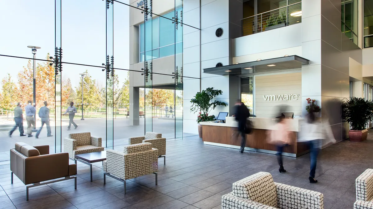 Inside the lobby at VMware's headquarters in Palo Alto, California.