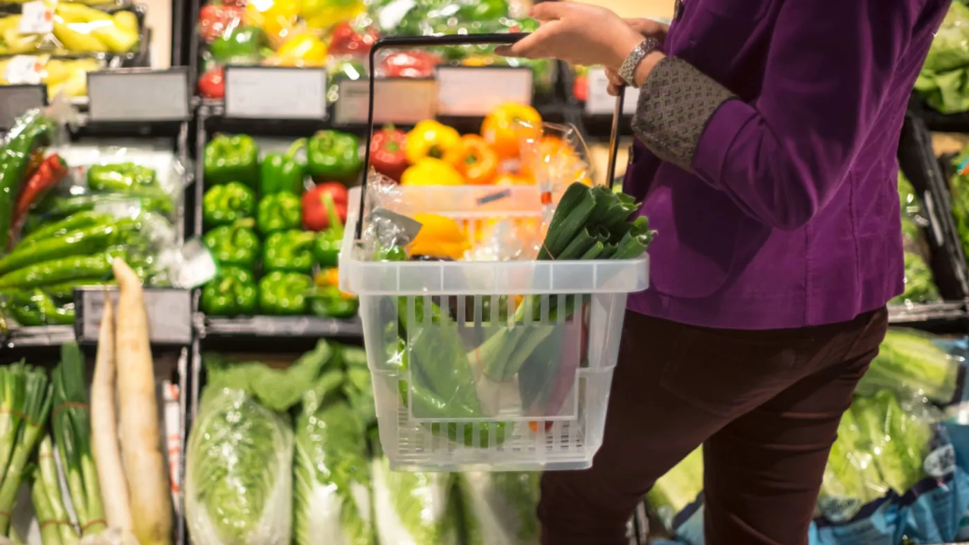 Female shopping in grocery store