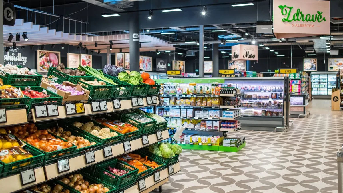 Interior of a grocery store.