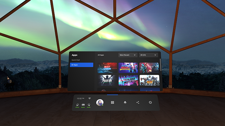 Oculus Quest menu