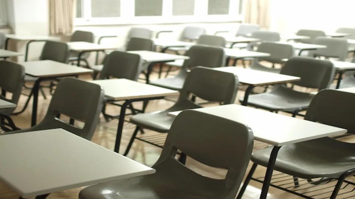 White tables with black chairs