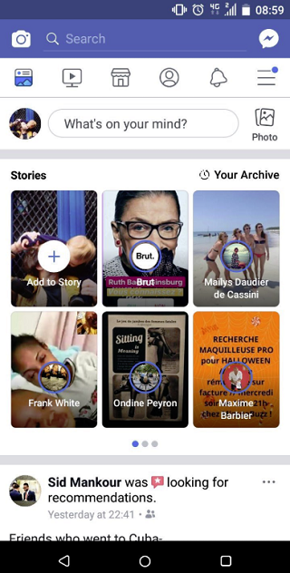 Facebook Stories presentation test