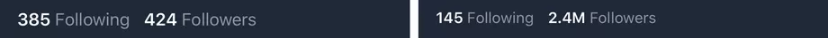 Twitter follower count