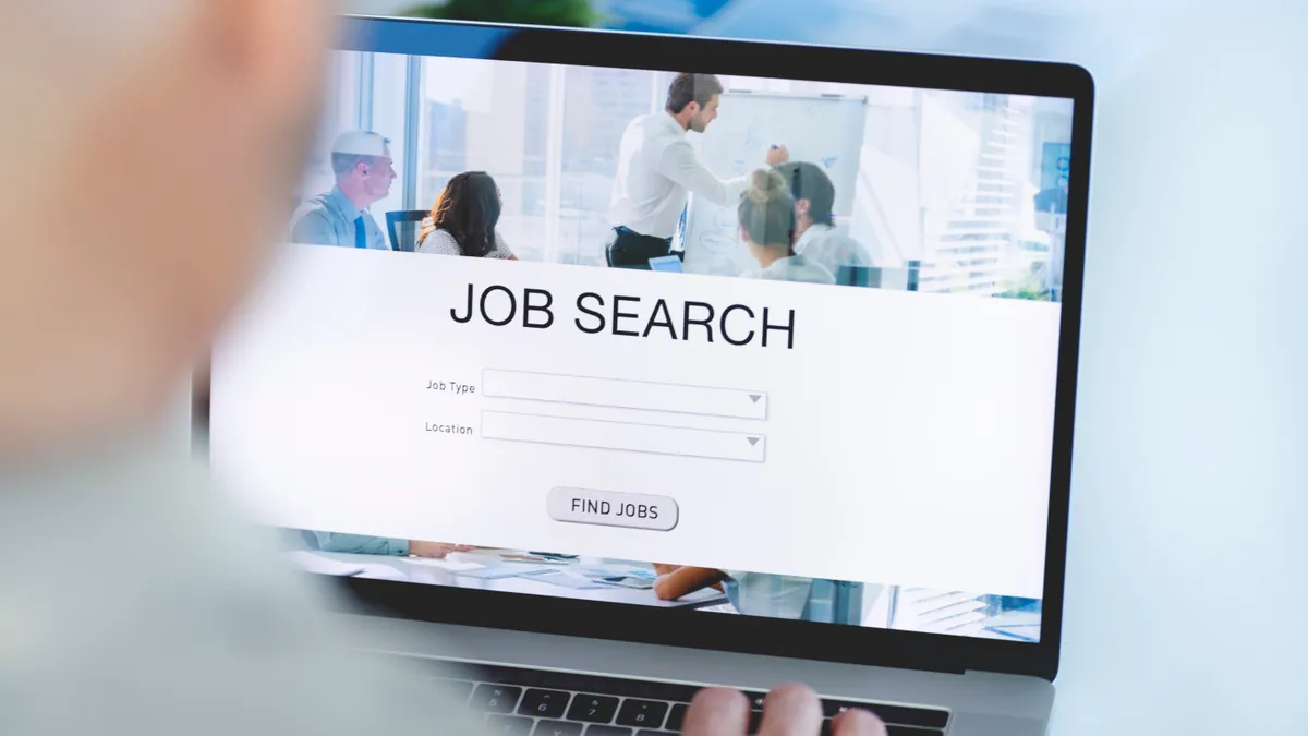 The words, "Job Search" appear in a search query on a computer screen