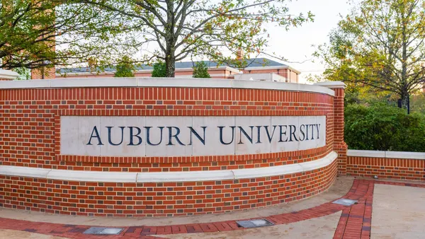 Auburn University sign at the campus.