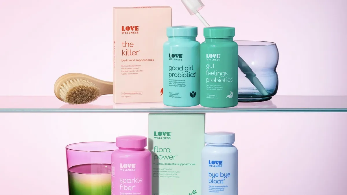 An assortment of Love Wellness products