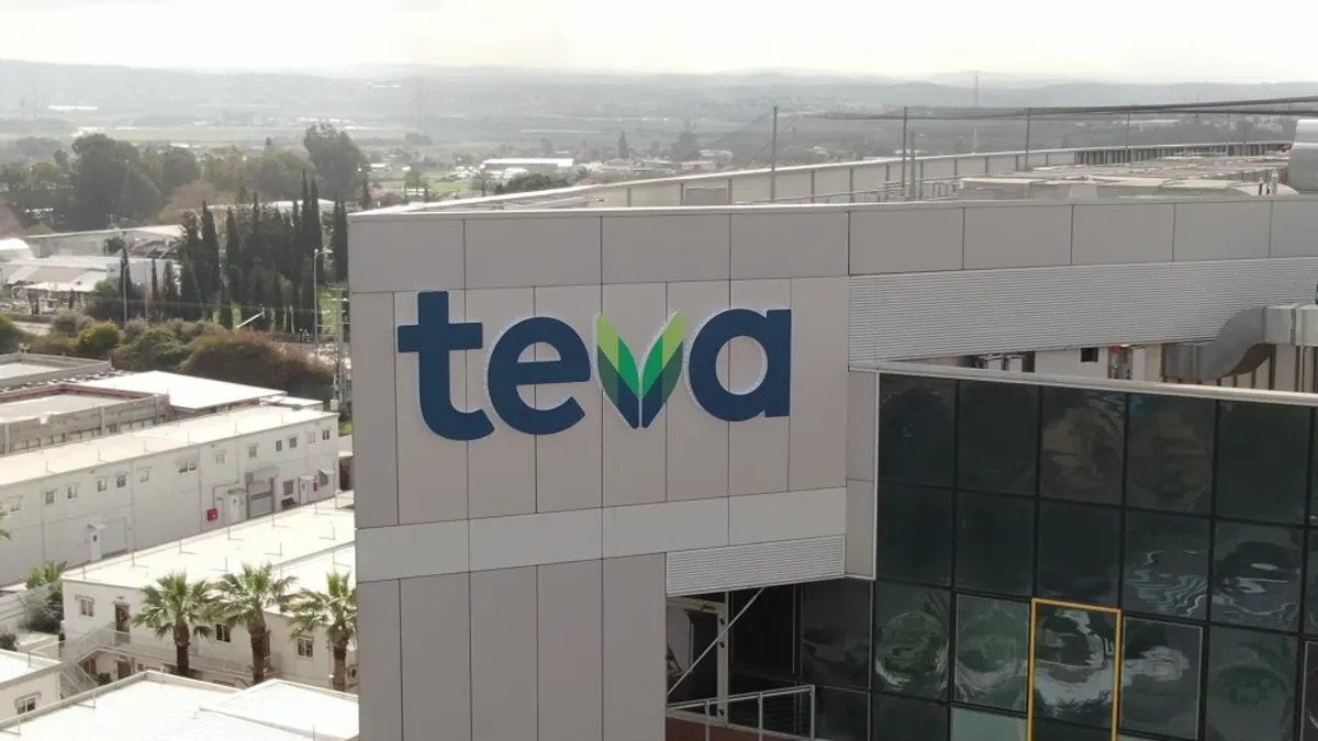 A building showing a logo of Teva Pharmaceutical