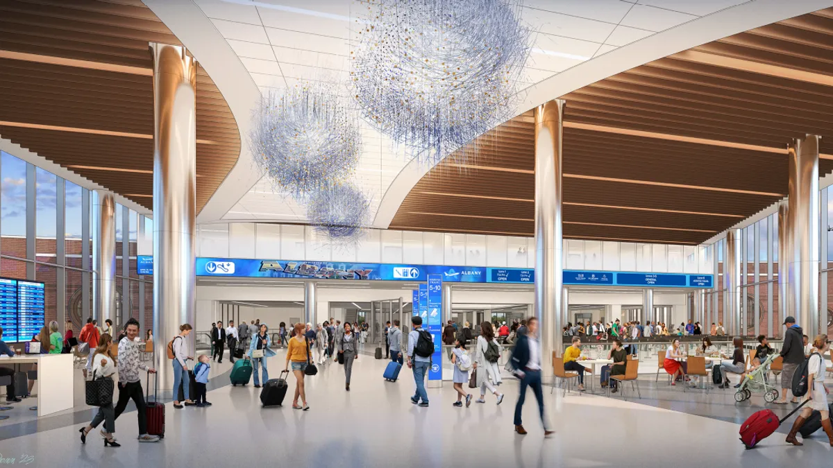 A rendering depicts improvements at Albany International Airport.