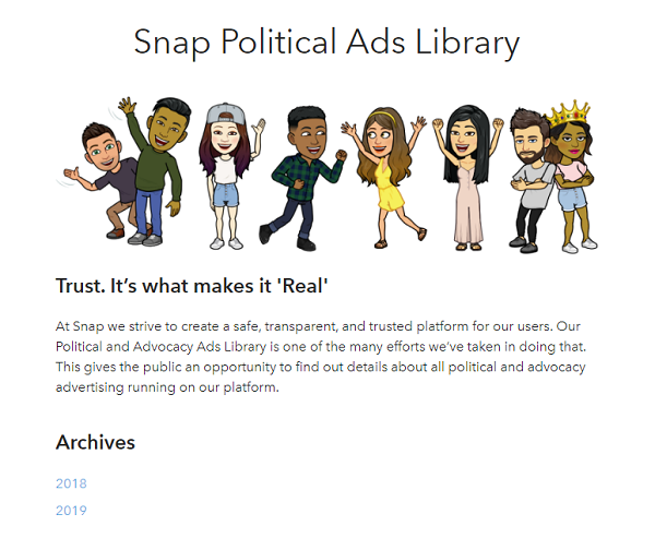 Snapchat political ads library