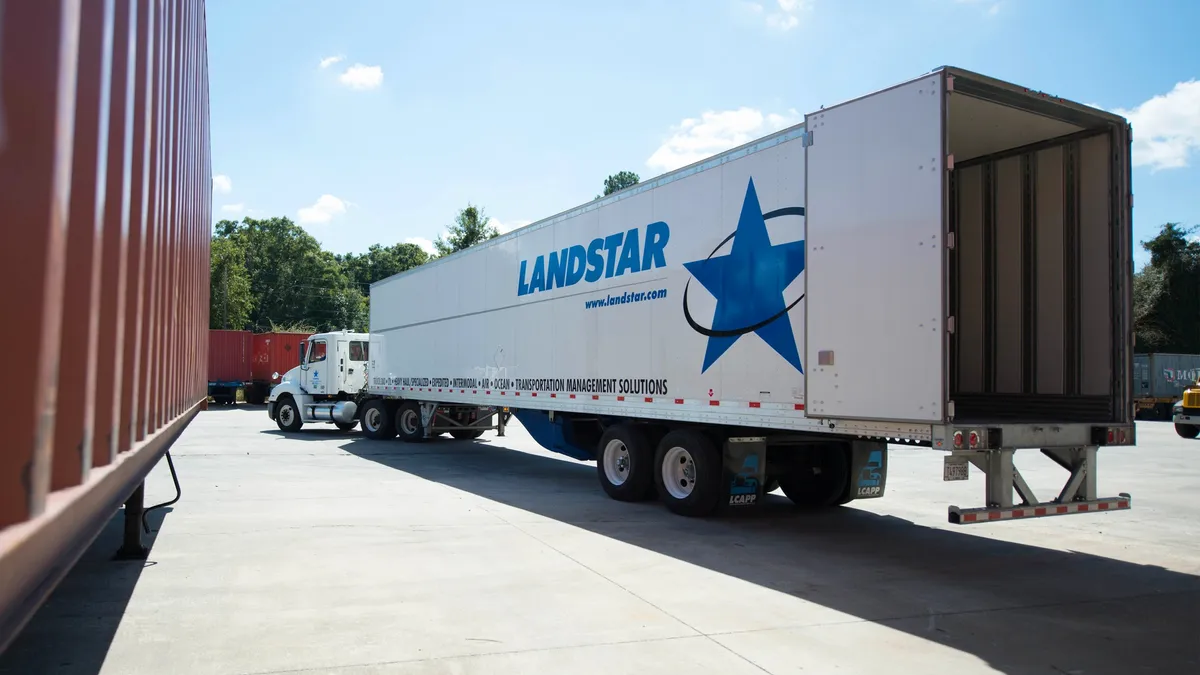 A Landstar System truck and trailer.