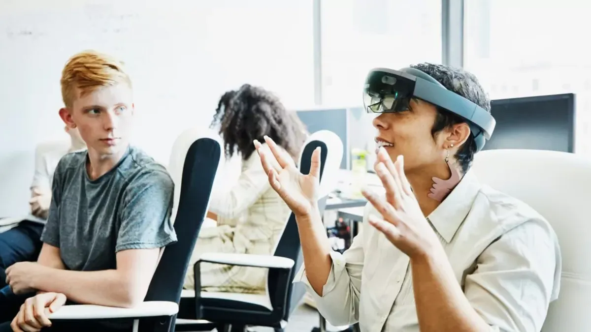 Colleagues using VR eye wear