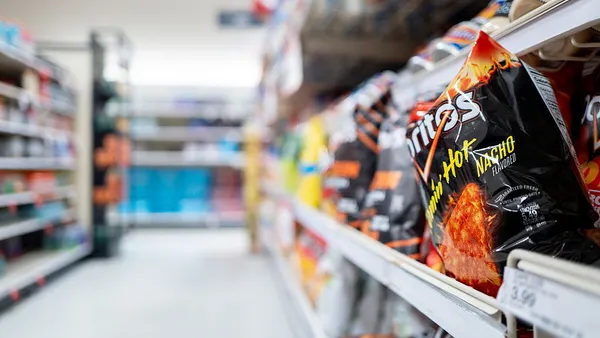 Chips are displayed for sale on shelves