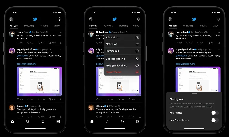 Twitter tweet notifications