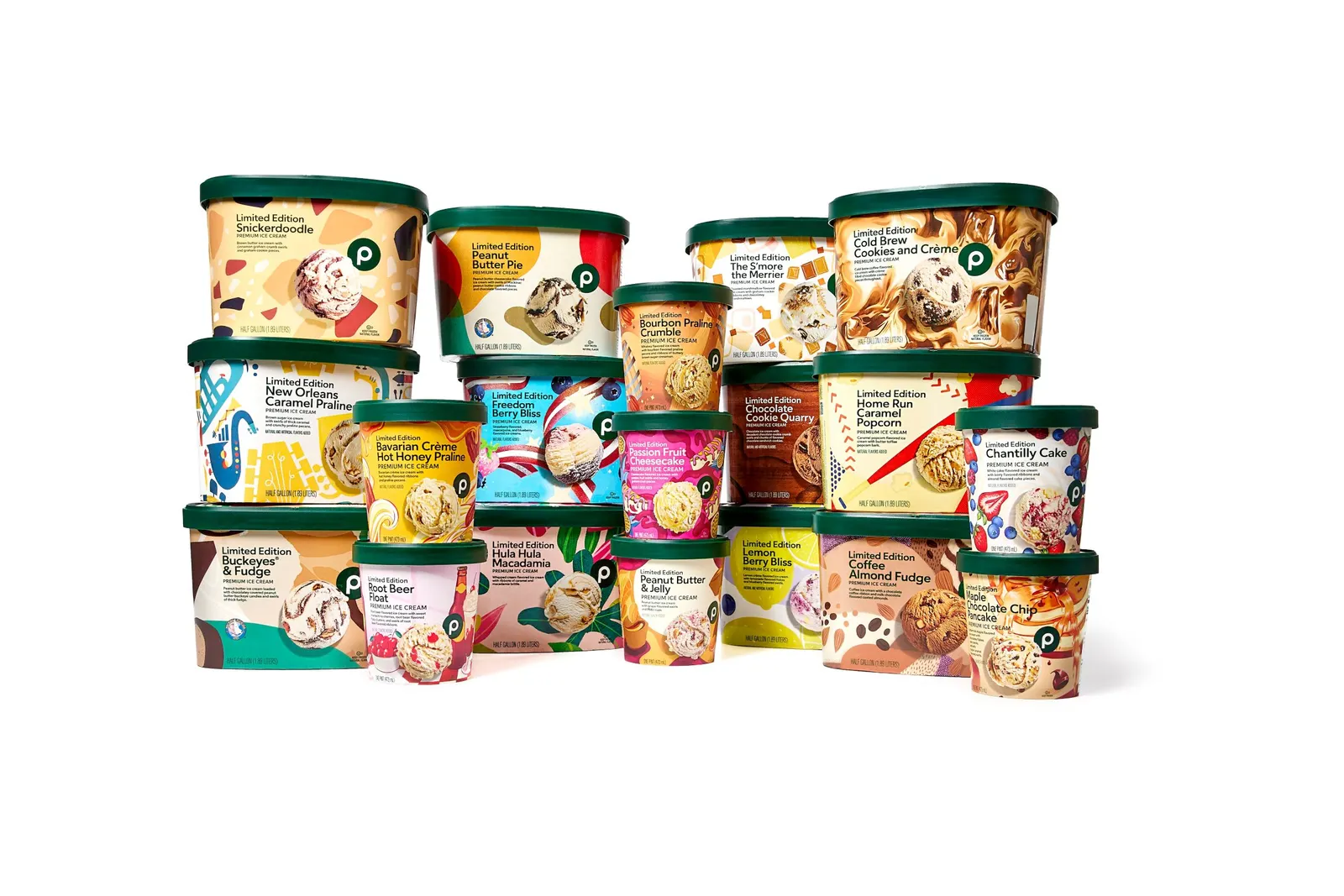 Half-gallon and pints of Publix's limited-edition seasonal ice cream flavors