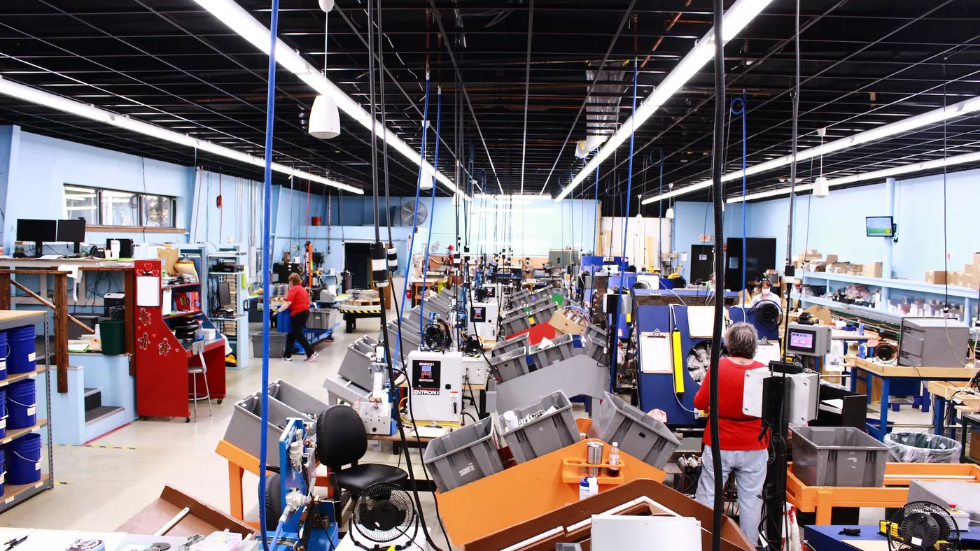 The factory floor at Ann Clark's cookie-cutter manufacturing plant.