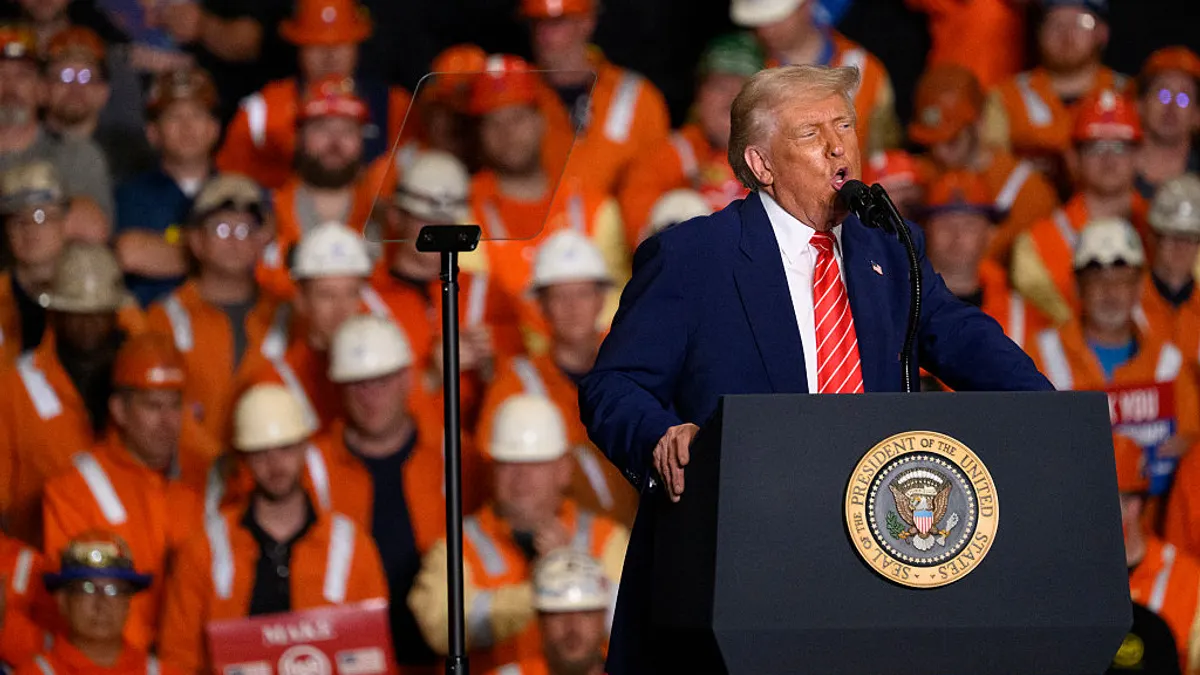 President Donald Trump speaks during a rally at the US Steel-Irvin Works on May 30, 2025 in West Mifflin, Pennsylvania