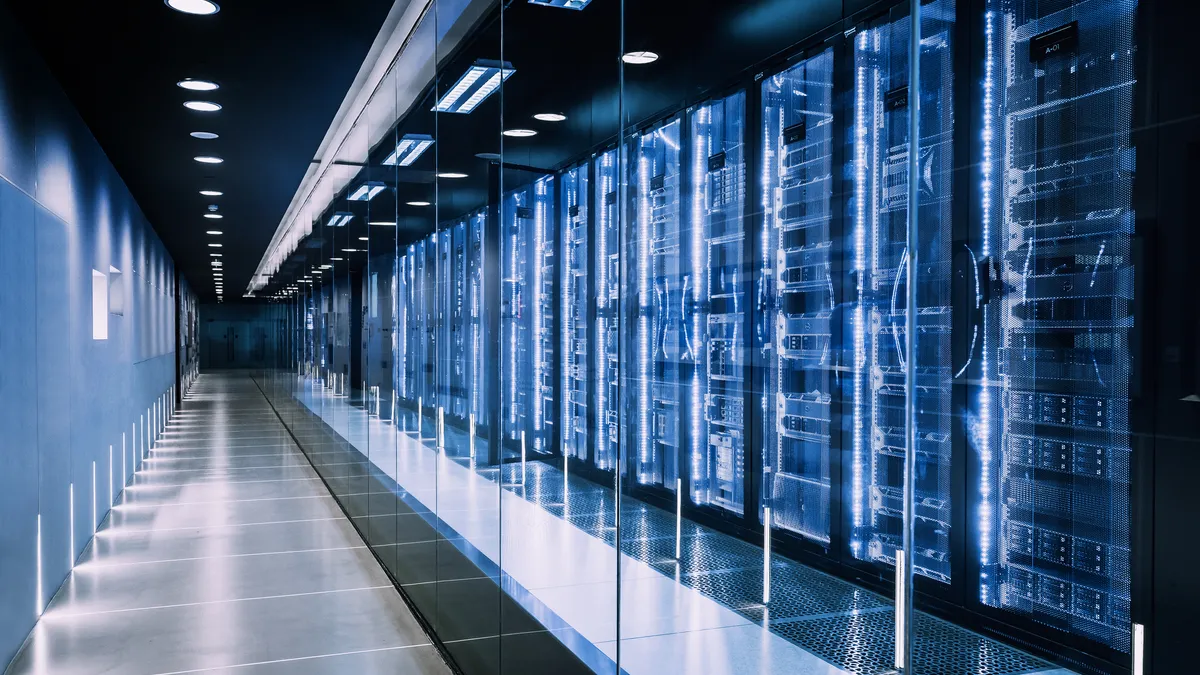 A row of servers at a data center.