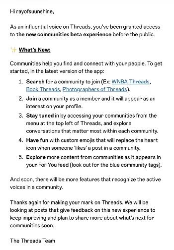 Threads communities invite