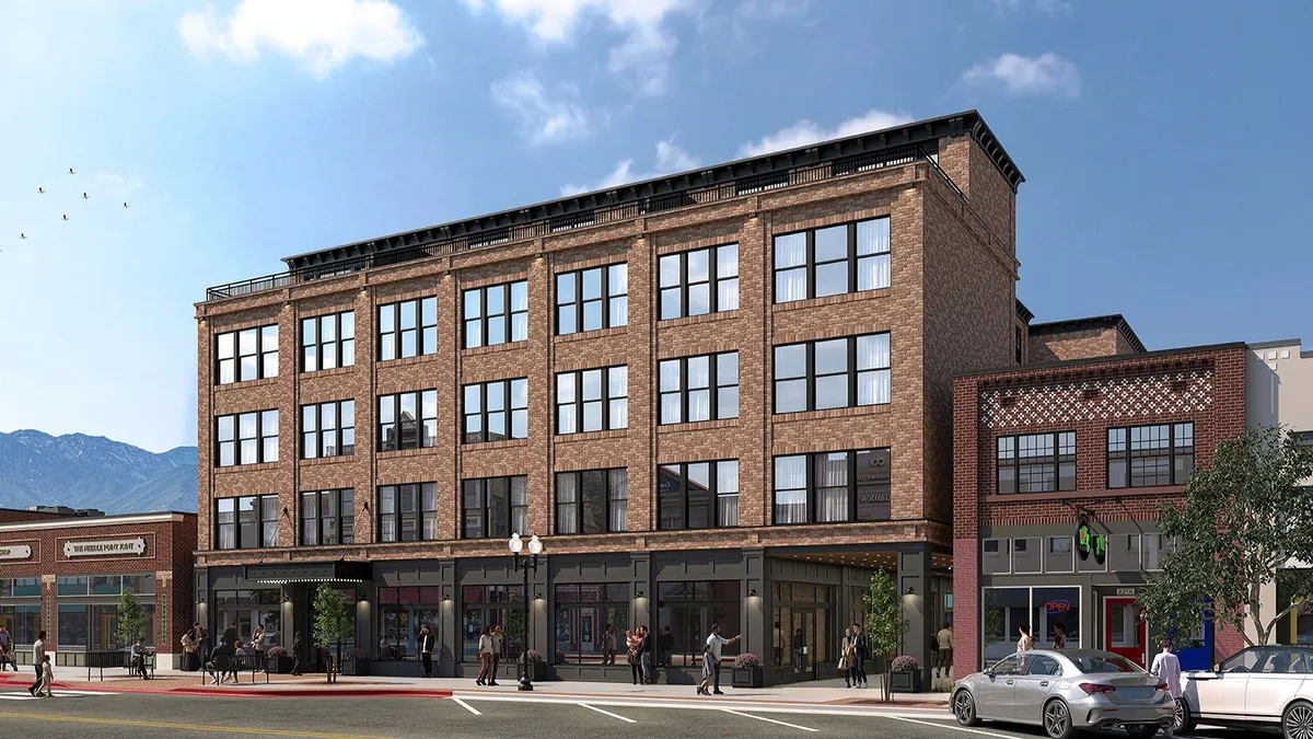 A rendering shows The Rumor Hotel, a Tribute Portfolio Hotel in Ogden, Utah.