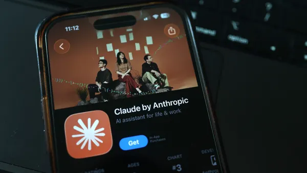 Anthropic's Claude AI app icon is seen in the app store on a smartphone screen.