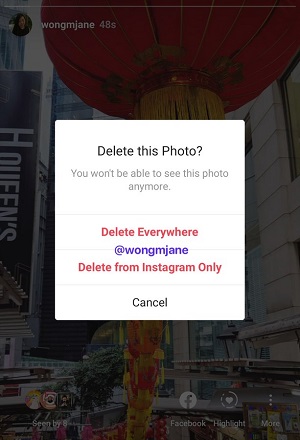 Instagram Stories content removal