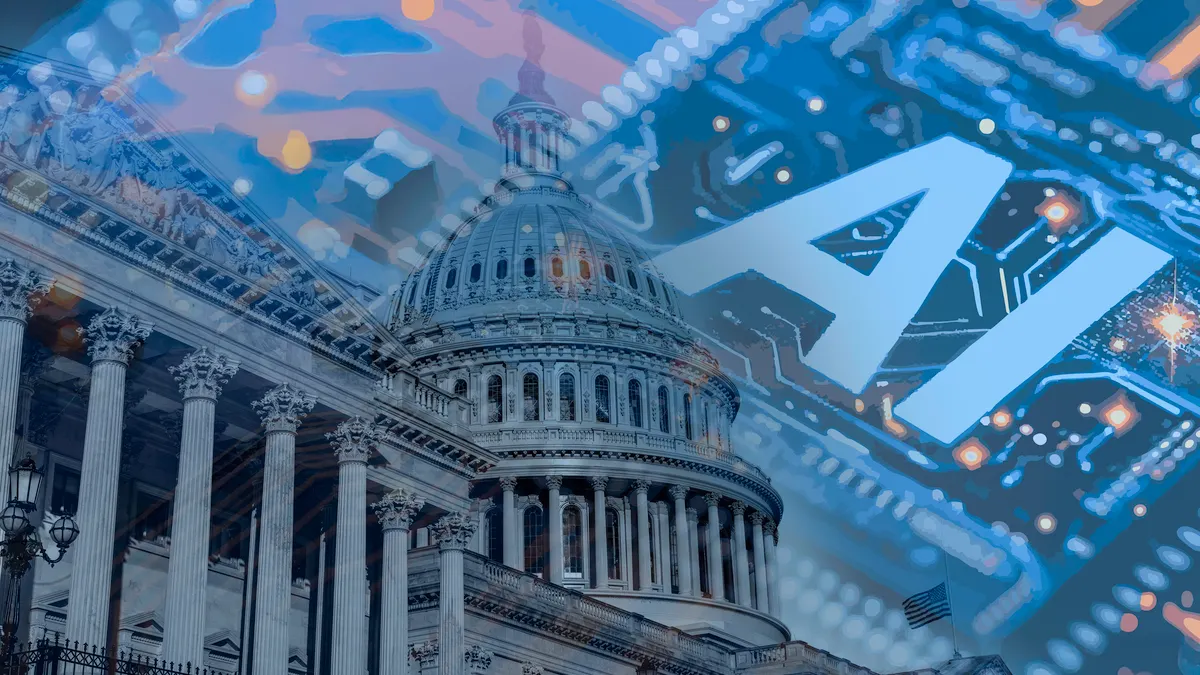 Photo of the United States Capitol with overlayed computer circuitry.