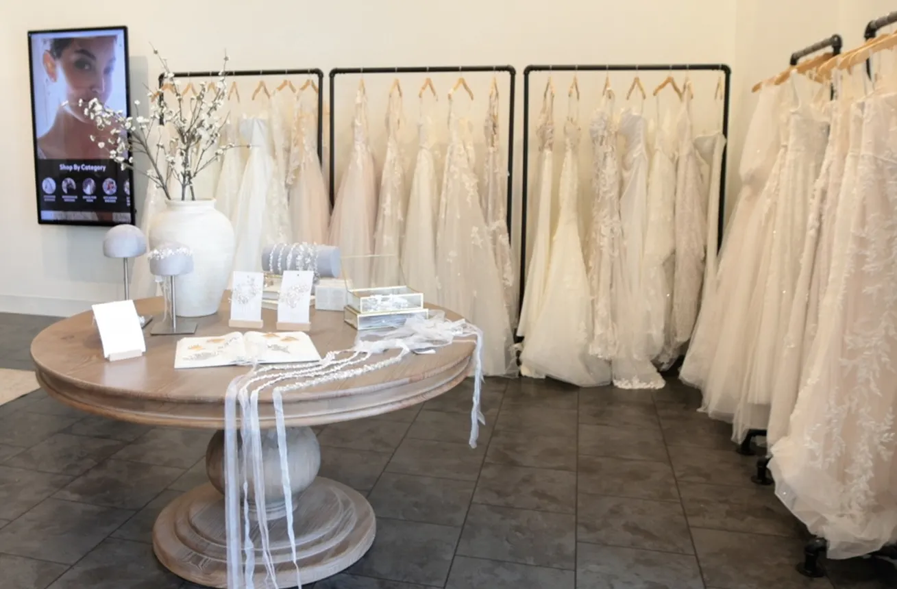 The interior of David's Bridal's Diamonds and Pearls concept