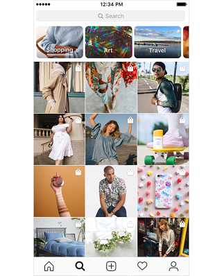 A shopping channel in Instagram Explore