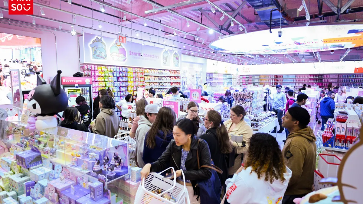 The interior of a Miniso store.