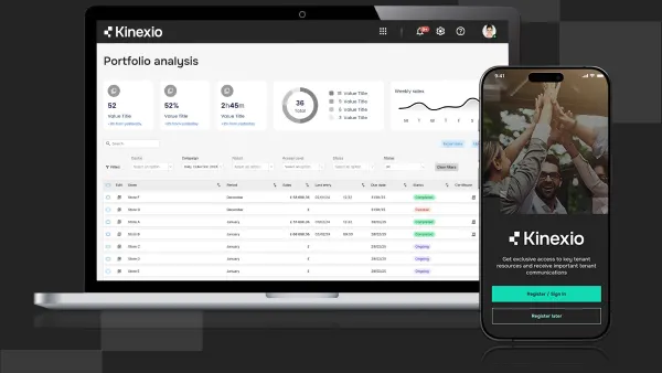 A mockup of Kinexio's AI-powered data insights platform.