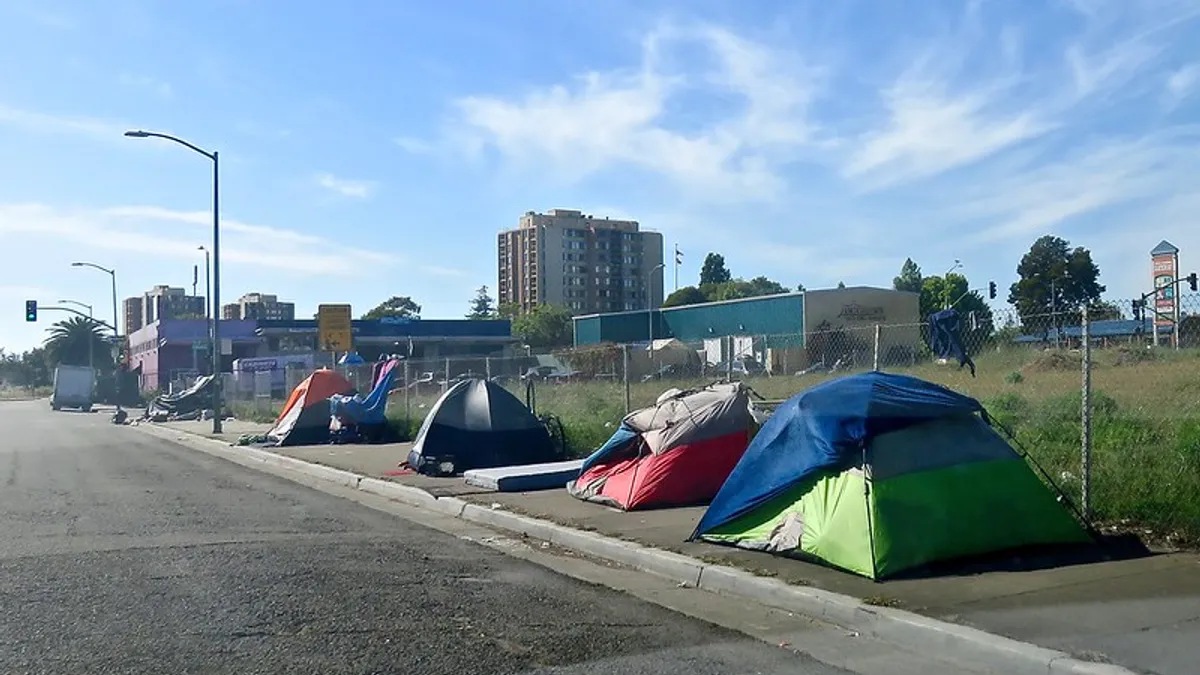 homeless encampment california oakland tent city