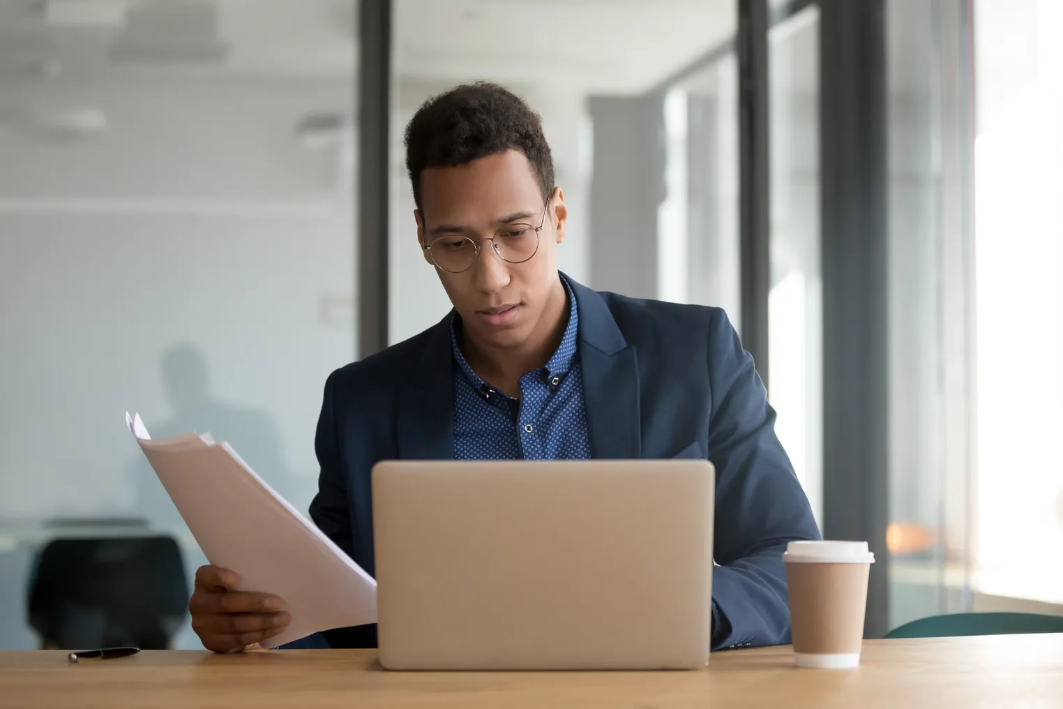 Businessman checking documents