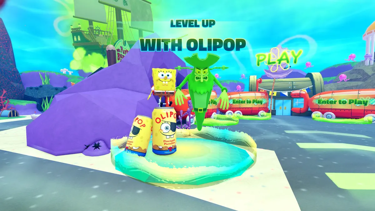 Olipop's Roblox experience for it's limited-edition SpongeBob flavor.