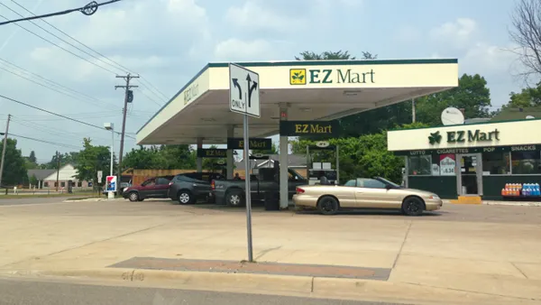 A photo of the exterior of a gas station.