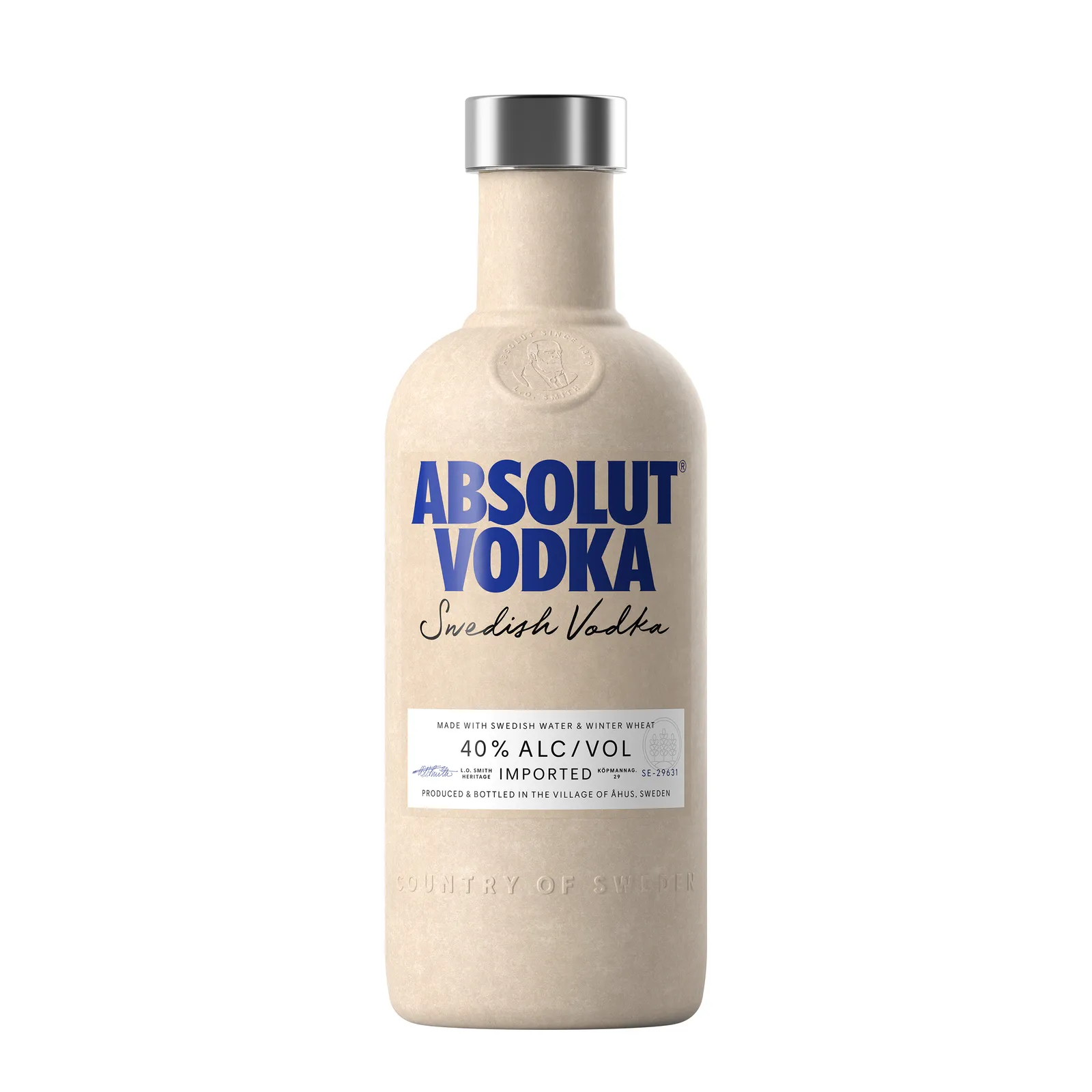 An Absolut Vodka bottle made from paper.