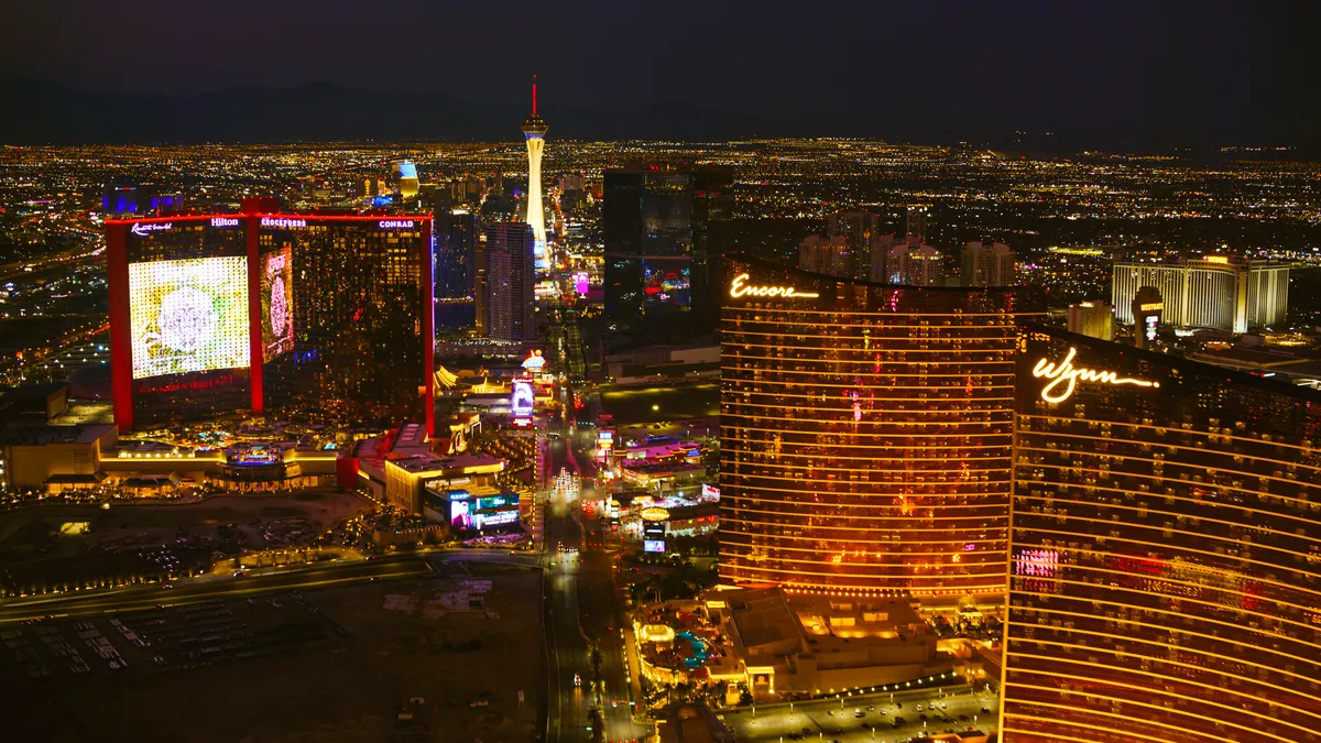 Wynn and Encore Las Vegas as seen at night.