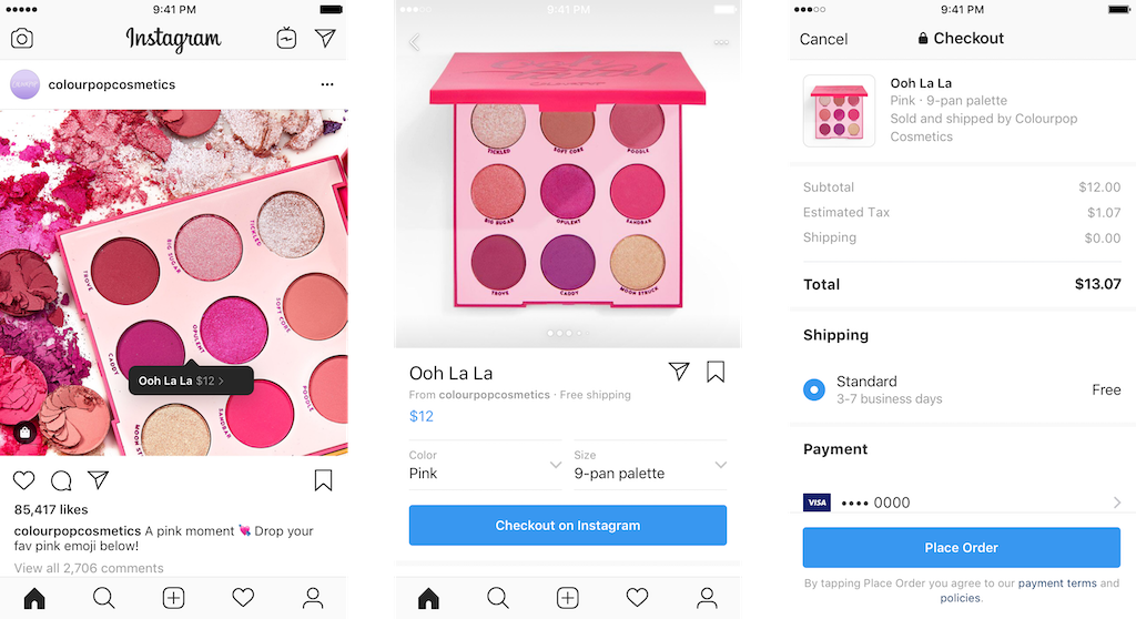 Instagram checkout example