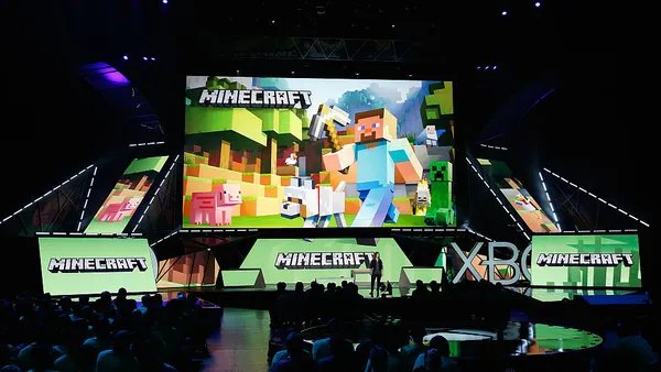 Mojang's "Director of Fun" Lydia Winters speaks about 'Minecraft' during the Microsoft Xbox E3 press conference at the Galen Center on June 15, 2015 in Los Angeles, California.