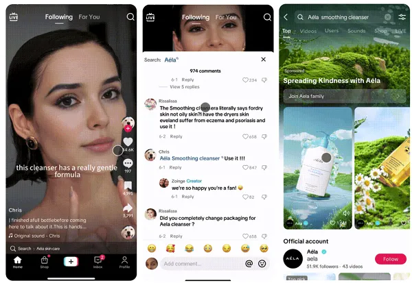 TikTok clickable comments