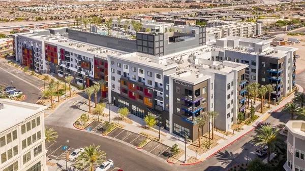 Aerial view of apartment building