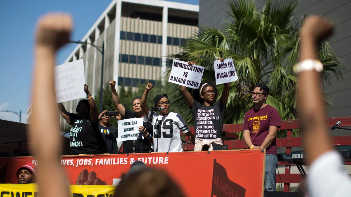 Black Lives Matter demonstrators protesting in Los Angeles.