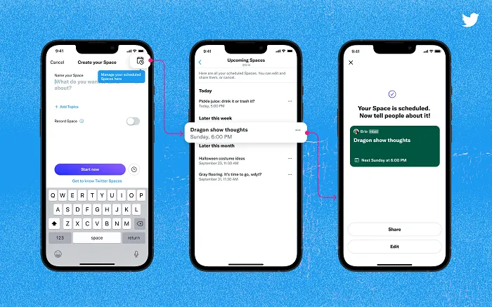 Twitter Spaces scheduling