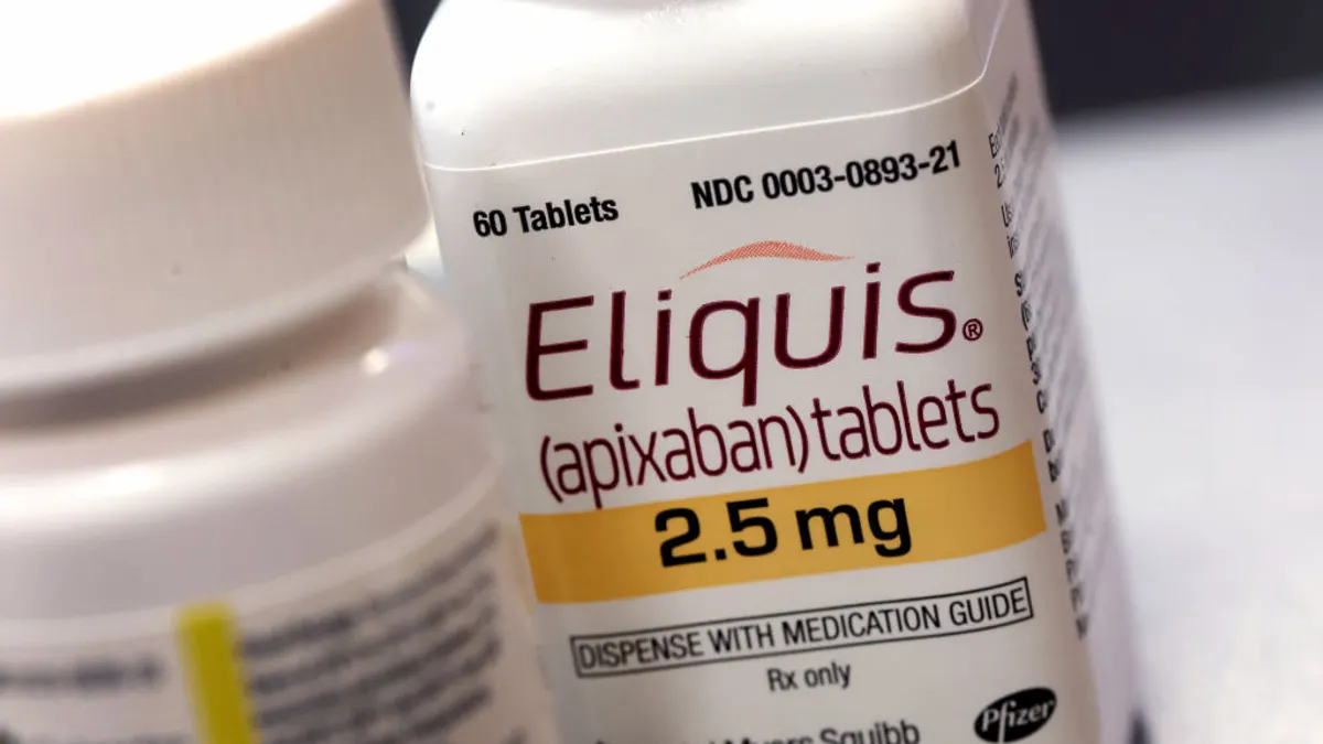 A photo of Bristol Myers Squibb and Pfizer's anticoagulant drug Eliquis