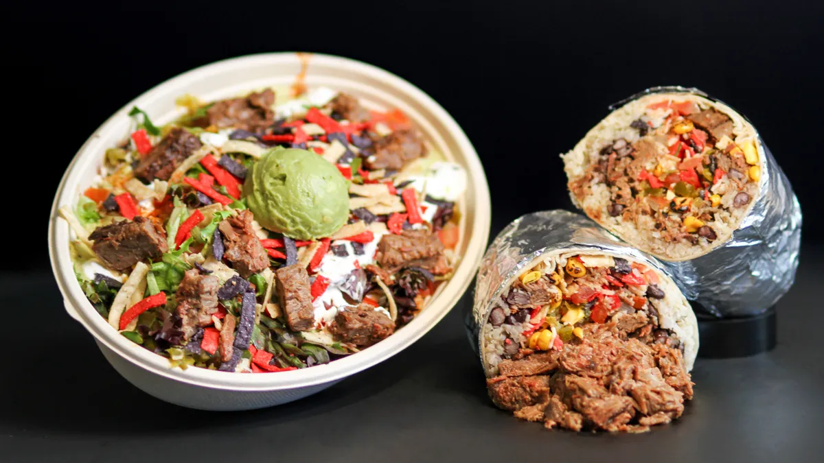 Freebird World Burrito's brisket-based menu items.