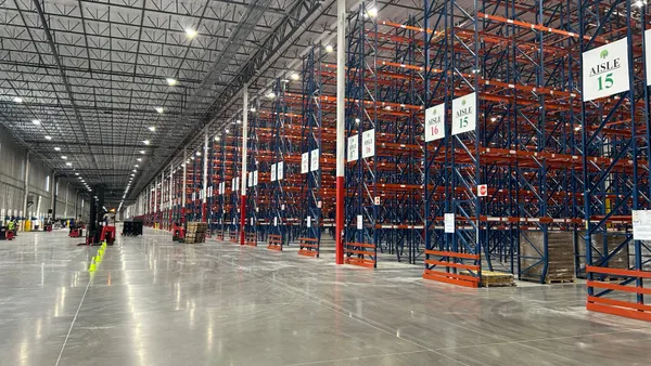 Inside a retailer's distribution center.