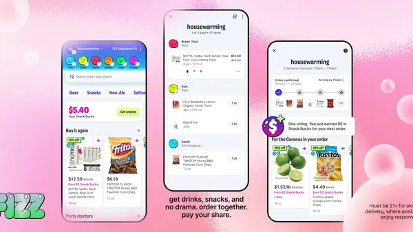 Screenshots of Instacart's Fizz app.