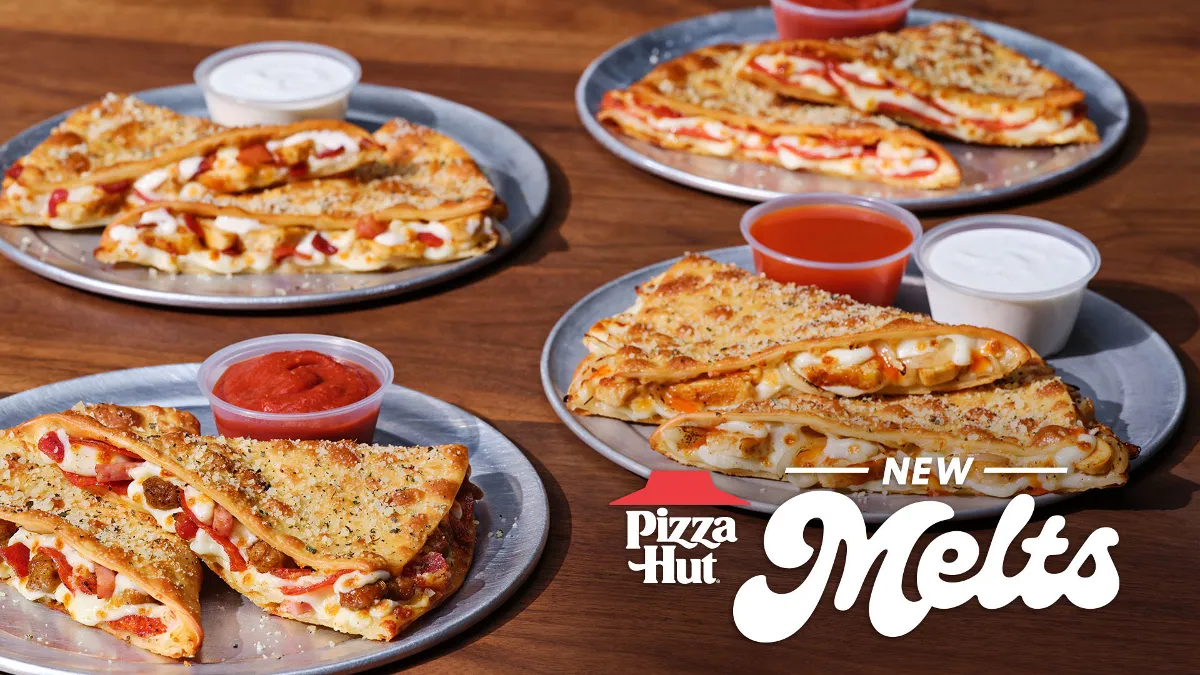 A photo of pizza folded that is part of Pizza Hut's new menu launched in October 2022.